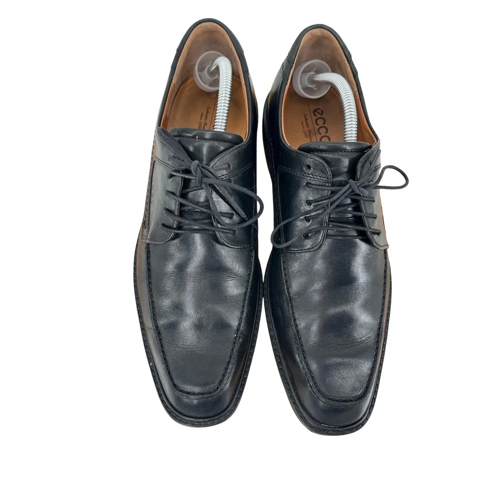 ECCO Mens Black Leather Square Toe Lace‎ Up Dress Shoes Comfort Size US 11  44